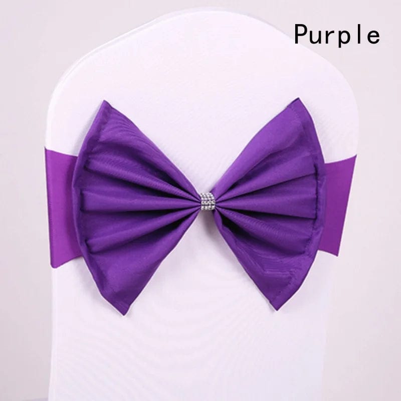 Showlu Fashion Store Purple / 10PCS 50/30/10pc/Lot Bow Chair Sashes Band For Wedding Party Birthday Banquet Spandex Stretch Blend Chair Bow Tie Band Belt Ties Cover