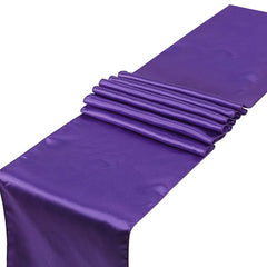 Showlu Fashion Store Purple 10Pcs/Set Satin Table Runner 30cm x 275cm For Wedding Party Event Banquet Home Table Decoration Supply Table Cover Accessories