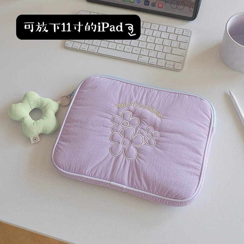  Showlu Fashion Store Purple 11-inch + milk green flower pendant Fanhuabuyu Tablet 15-Inch iPad Storage Bag