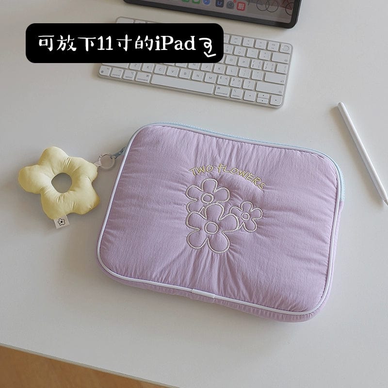  Showlu Fashion Store Purple 11-inch + Milky yellow flower pendant Fanhuabuyu Tablet 15-Inch iPad Storage Bag