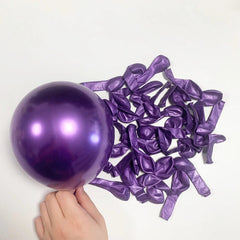  Showlu Fashion Store Purple / 12inch / 20Pcs Metallic Balloons Birthday Party Baby Shower Wedding Decorations Chrome Purple Blue Rose Gold Pink Red Silver 10/20/30pcs Ballon