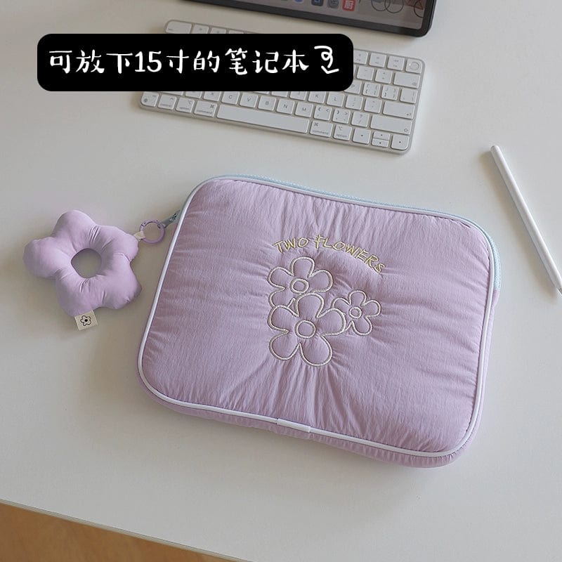  Showlu Fashion Store Purple 15-inch + purple flower pendant Fanhuabuyu Tablet 15-Inch iPad Storage Bag