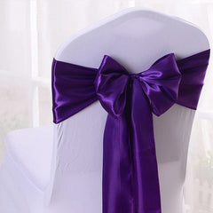  Showlu Fashion Store PURPLE / 15x270 cm Satin Chair Sash Wedding Decoration Bow Tie Band Birthday Party Hotel Show Nice Design Shiny Colour