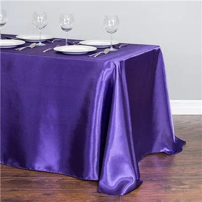  Showlu Fashion Store Purple / 228x335cm-90x132inch Rectangular Table Cloth Satin Cloth Square Table Cloth suitable for buffet table party holiday dinner wedding banquet decoration