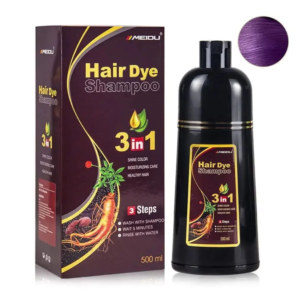 Showlu Fashion Store Purple 3 In 1 Instant Coloring Shampoo Natural Black Color for Men Women Hair Dye Herbal Brown Purple Hair Dye Hair Dye Shampoo New