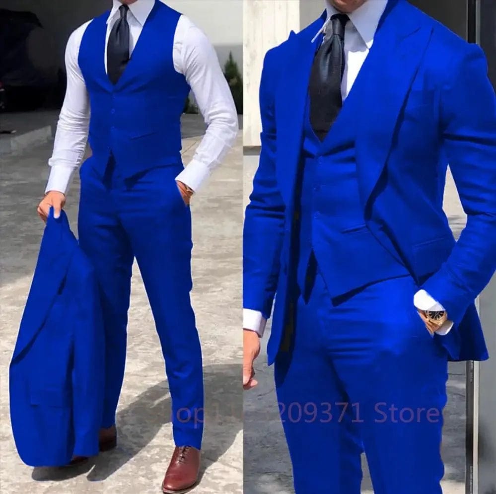 SHOWLU FASHION STORE Purple 3 Piece Set 2024 Men Business Suits Groom Groomsman 3 Pieces Wedding Party Formal Occasions Tuxedo Jacket Vest Pants