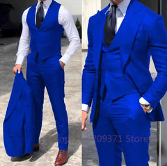 SHOWLU FASHION STORE Purple 3 Piece Set 2024 Men Business Suits Groom Groomsman 3 Pieces Wedding Party Formal Occasions Tuxedo Jacket Vest Pants