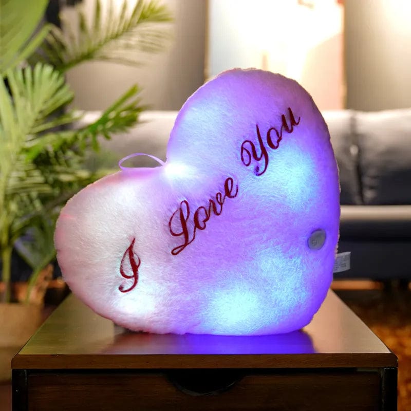  Showlu Fashion Store PURPLE / 36X30CM Light Up LED Love Heart Plush Toy Soft Plush Stuffed Luminous Love Throw Pillow Cushion Room Party Decoration Kids Birthday Gift