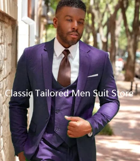 SHOWLU FASHION STORE PURPLE / 3XL Classic Green Men Suits Regular Fit 3 Pcs Formal Wedding Custom Made Groom Prom Dress Costume Homme terno masculino Blazer Sets