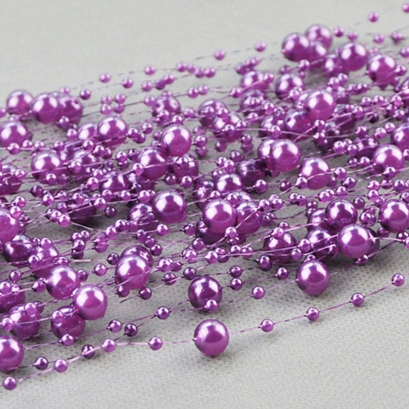 Showlu Fashion Store purple 5m Garland Artificial Pearl Beads Chain Wedding Decoration Table Centerpiece Supplies Bride Bouquet  DIY Hair Accessories Flower