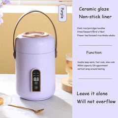  Showlu Fashion Store PURPLE / AU Smart Electric Stew Pot Portable Soup Insulation Bucket Rice Noodles Porridge Stew Skillet Cup Heater Boiler Lunch Box Office