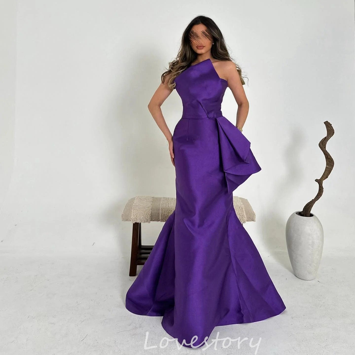 SHOWLU FASHION STORE Purple Bow Prom Dress 2024 One Shoulder Cocktail Dress Floor Length Long Formal Evening Party Dress 2024 robes de soirée