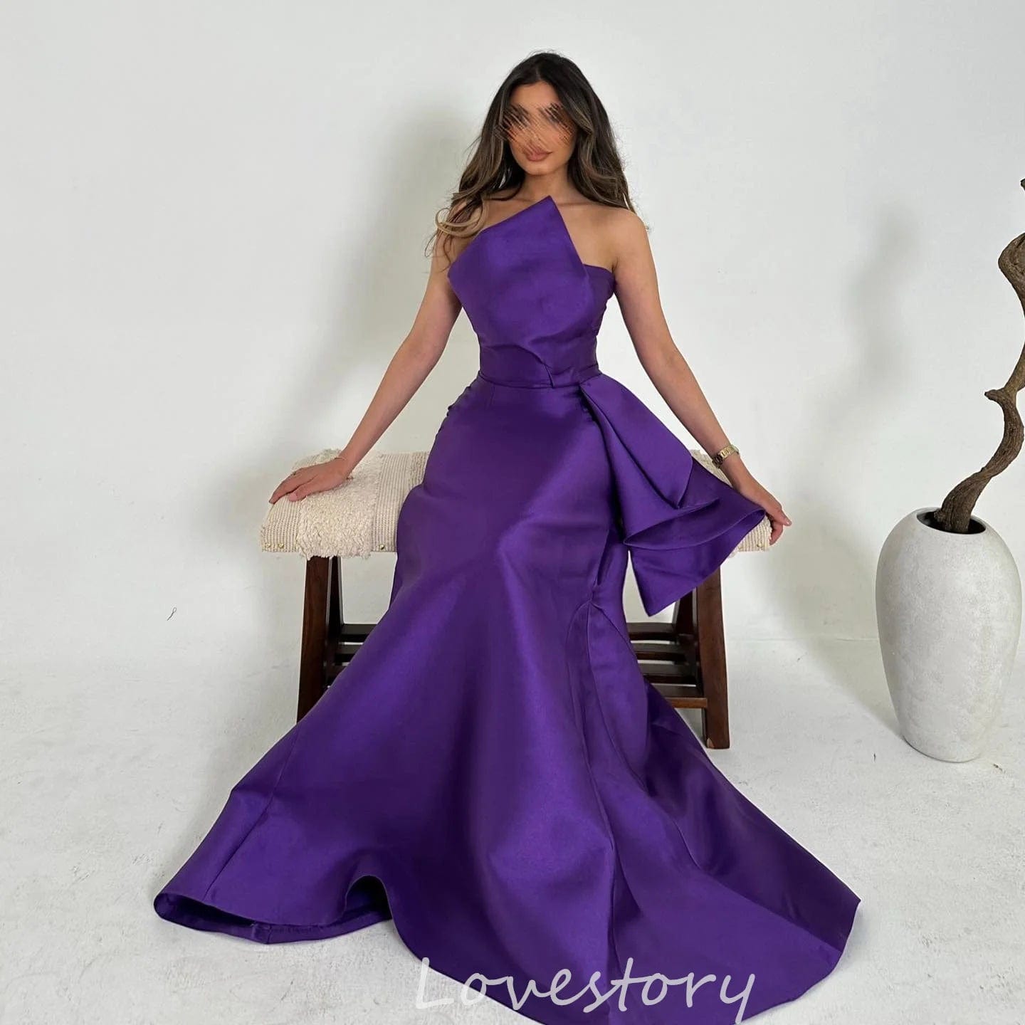 SHOWLU FASHION STORE Purple Bow Prom Dress 2024 One Shoulder Cocktail Dress Floor Length Long Formal Evening Party Dress 2024 robes de soirée