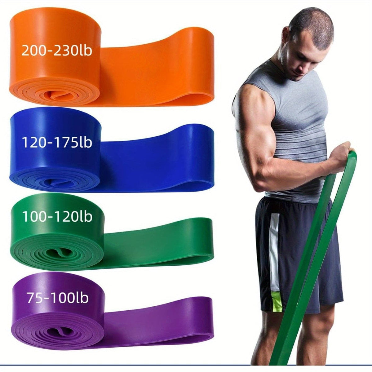 SHOWLU FASHION STORE Purple Green Blue Orange Resistance Band Set - Premium Fitness Bands for Men and Women, Pull Up Assist, Exercise and Body Sculpting, Leg Exercise, Resistance Training and Strength Building