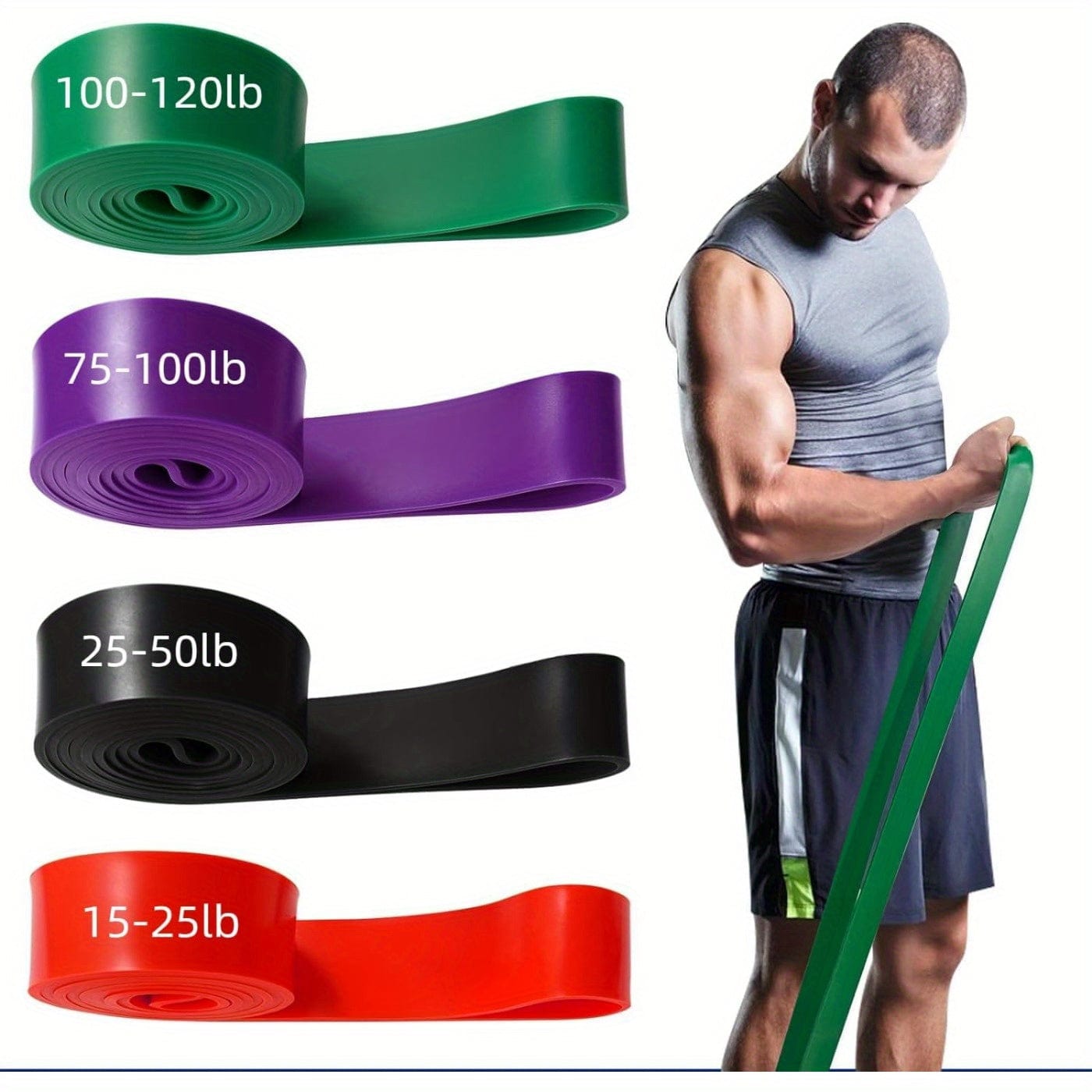 SHOWLU FASHION STORE Purple Green Blue Orange Resistance Band Set - Premium Fitness Bands for Men and Women, Pull Up Assist, Exercise and Body Sculpting, Leg Exercise, Resistance Training and Strength Building