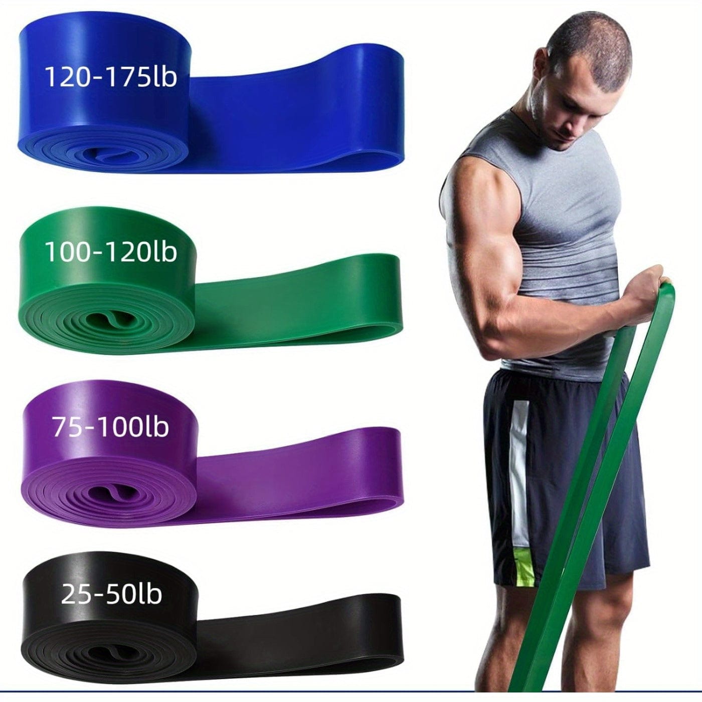 SHOWLU FASHION STORE Purple Green Blue Orange Resistance Band Set - Premium Fitness Bands for Men and Women, Pull Up Assist, Exercise and Body Sculpting, Leg Exercise, Resistance Training and Strength Building