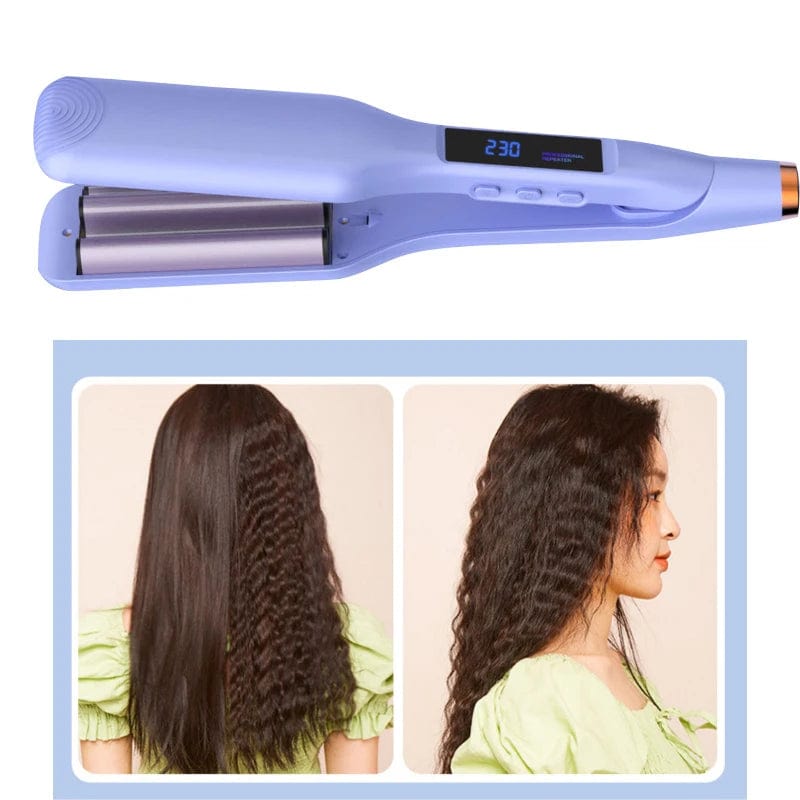  Showlu Fashion Store Purple Hair Wave Curling Iron 0.43 Inch 4 Barrel Waver Small Roller Hair Curler LED Display Ceramic Curly Crimped Hair Styling Tool