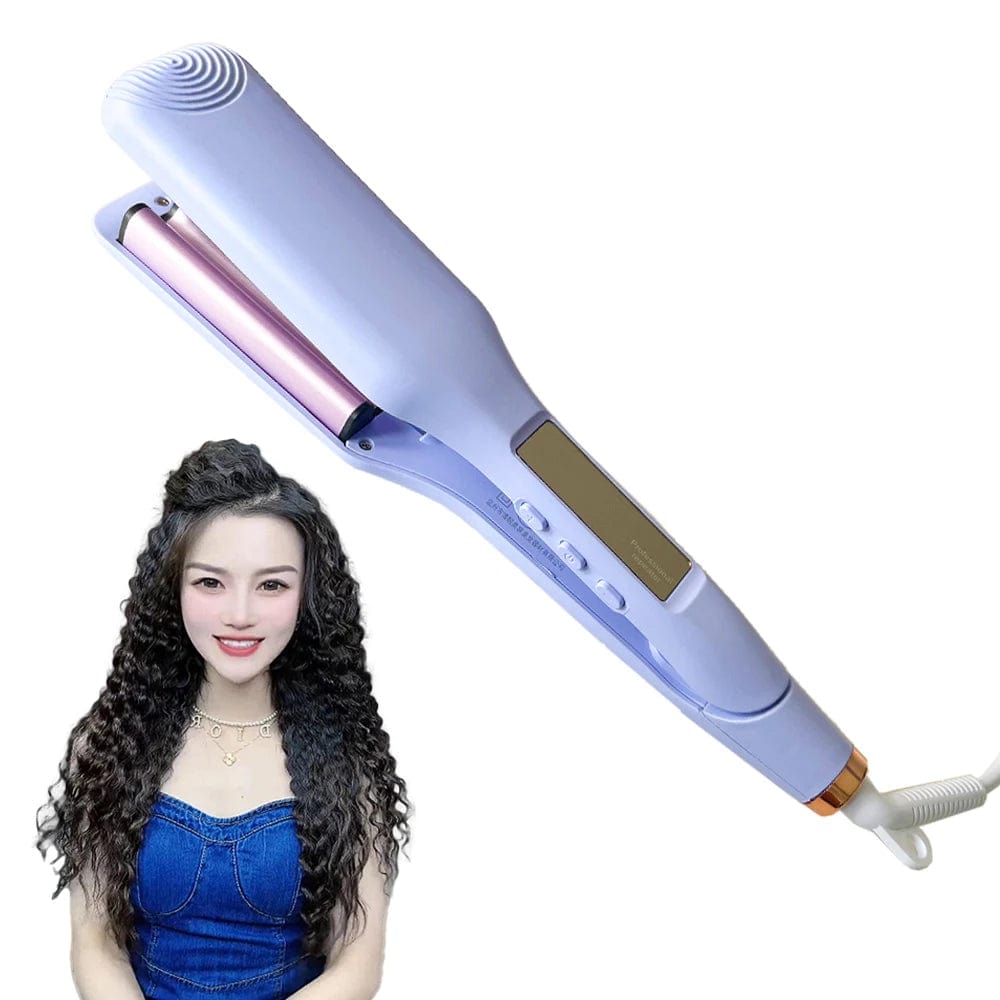  Showlu Fashion Store Purple Hair Wave Curling Iron 0.43 Inch 4 Barrel Waver Small Roller Hair Curler LED Display Ceramic Curly Crimped Hair Styling Tool