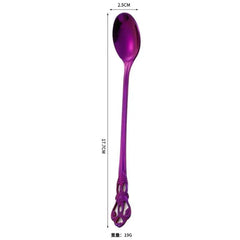  Showlu Fashion Store Purple Ice Spoon / CHINA Stainless Steel Cutlery Set Gold Dinnerware Royal Tea Spoon Forks Knives Kitchen Western Dinner Silverware Tableware Gift