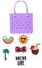  Showlu Fashion Store purple- kou / L Large Boggs Beach Bag Summer EVA Beach Basket Women Picnic Tote Bag Holes Waterproof Handbag Pouch Shopping Shoulder Bag