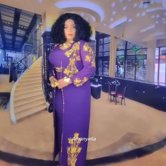 SHOWLU FASHION STORE PURPLE / One Size / CHINA Discount chic and elegant woman dress Luxury rhinestone elegant african dress woman suit african long dress for women