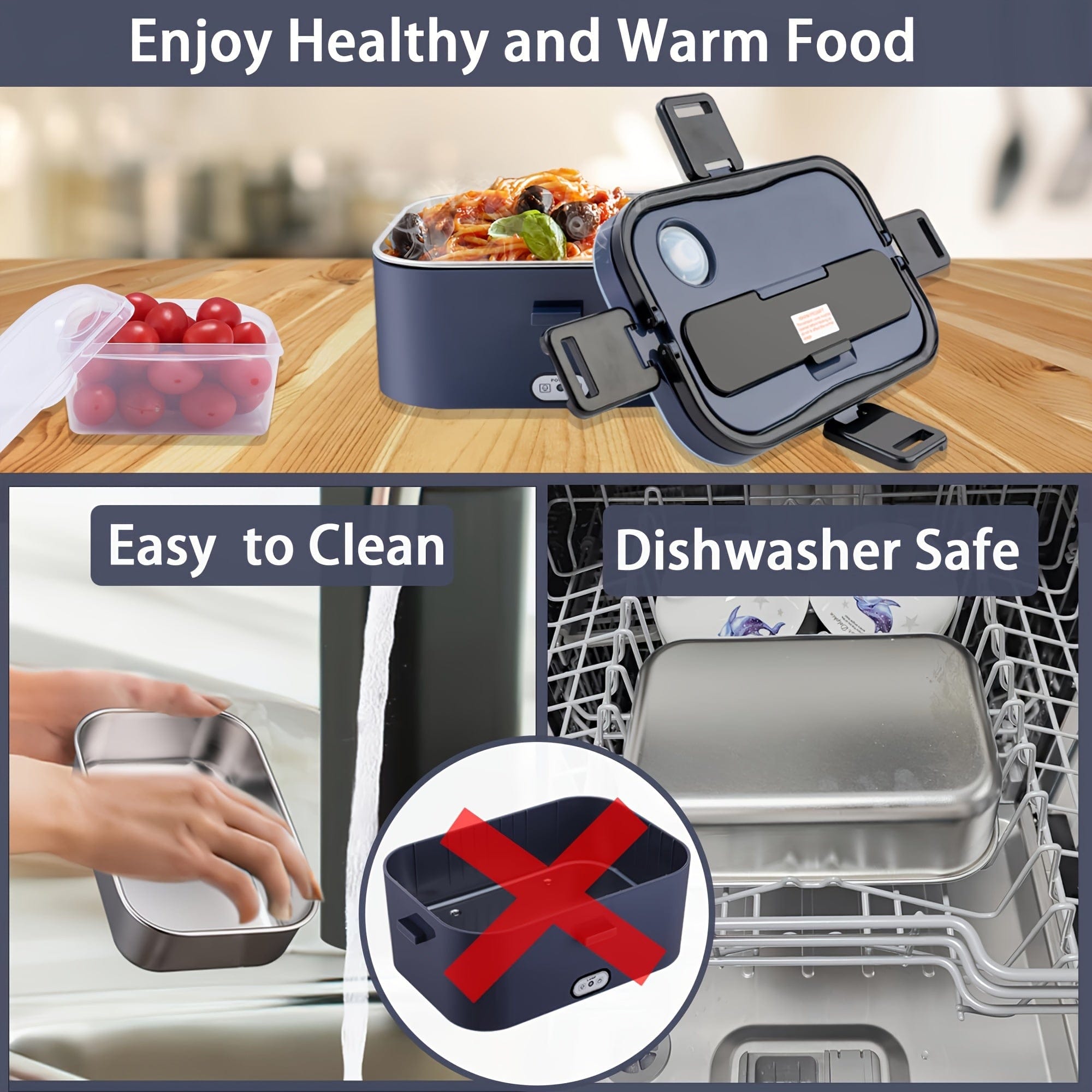 Showlu Fashion Store JIYALI portable food heater in military green with stainless steel container, ideal for car, home, or truck use.