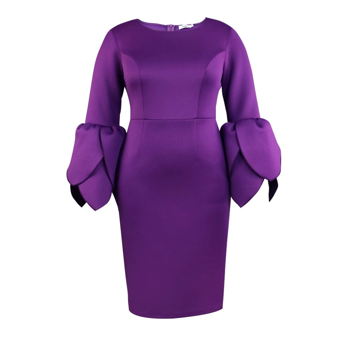 SHOWLU FASHION STORE Purple / S Fashion plus Size Temperament Style Petal Sleeve Purple Dress Women plus Size Purple Dress Women