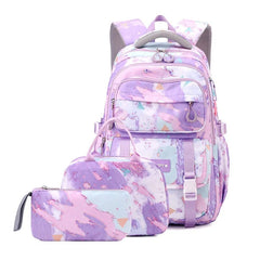 SHOWLU FASHION STORE purple SET 3 PCS Camouflage Design Kids Backpacks for Girls School Bag with Lunch Box purse Cute Bookbag Kids Backpack waterproof schoolbag