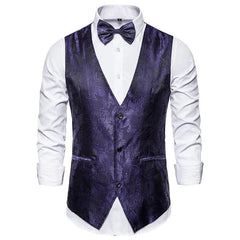 SHOWLU FASHION STORE purple vest / XXXL 2024 New Men's fashion business suit two-piece suit(jacket+pants)best man wedding dance men's suit shiny dark pattern men's suit