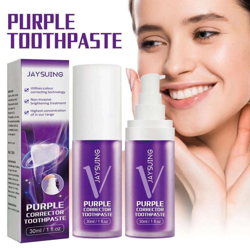  Showlu Fashion Store Purple White Teeth Toothpaste Cleans Teeth Stains Tartar Bad Breath Freshens Oral Odor Reduce Yellow Teeth Bleeding Gums Care