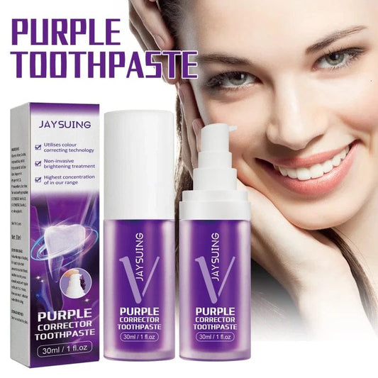  Showlu Fashion Store Purple White Teeth Toothpaste Cleans Teeth Stains Tartar Bad Breath Freshens Oral Odor Reduce Yellow Teeth Bleeding Gums Care