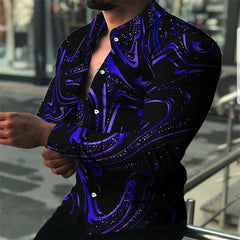 SHOWLU FASHION STORE Purple / XL Tiki 2024 Europe And the United States New 3D Printed Leisure Holiday Smooth Men's Shirt official-website