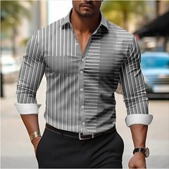  Showlu Fashion Store qcl136 / 6XL Men's long sleeve lapel shirt, fashion business plaid, soft and comfortable, light casual jacket