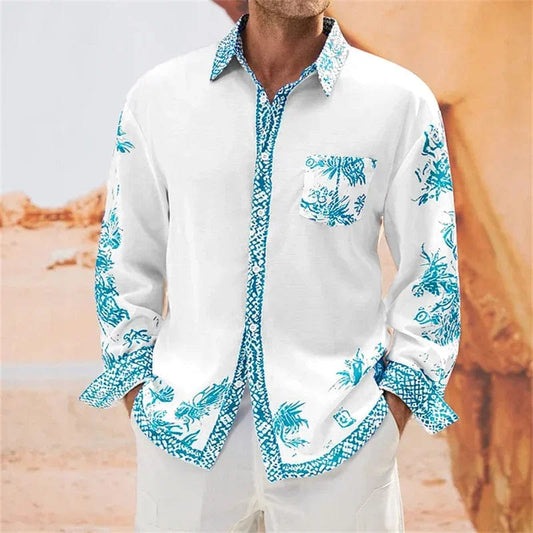  Showlu Fashion Store qcl27 / M Floral Elegance Men's Party Shirt