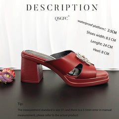  Showlu Fashion Store QSGFC Woman Summer Comfortable Streamline Square Toe Sandals Noble Ladies HIgh Heels Shoes and Bag for Wedding Dress