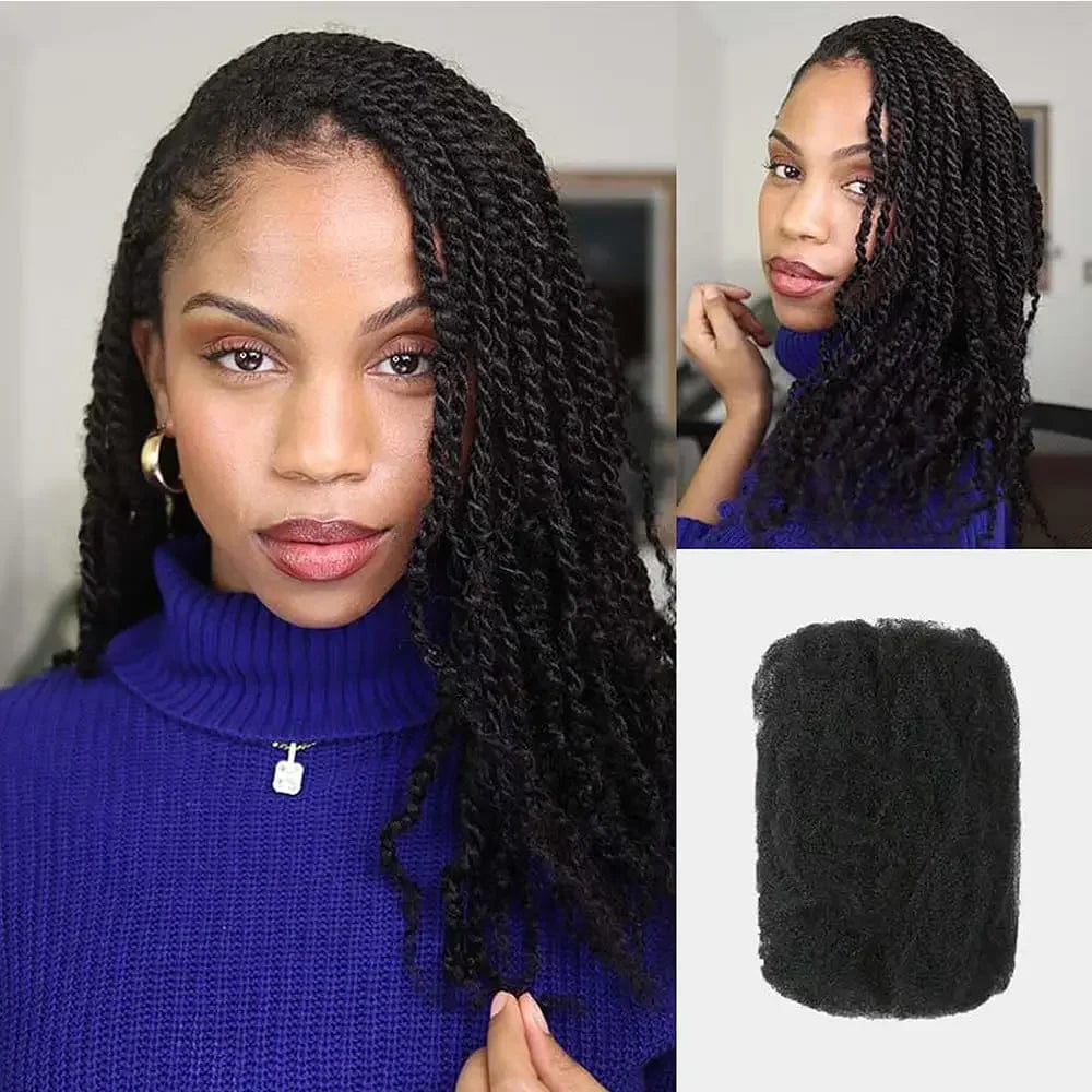 SHOWLU FASHION STORE QVR Afro Kinky Bulk Hair No Attachment QVR Afro Curly Bulk Human Hair Rebecca Virgin Remy Dreadlock Natural Color Braids Hair