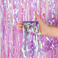 Showlu Fashion Store rainbow purple / 2M drop 1M width Advanced Birthday Party Decorations Backdrop Wall Foil Tassel Fringe Curtain Kids Adult Photo Booth Baby Shower Party Supplies