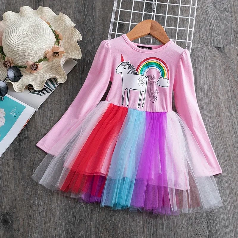  Showlu Fashion Store rainbow2 / 3T Sequin Baby Girls Party Dresses with Hairpin Long Sleeve Kids Winter Princess Drsess 3-8 Yrs Red Christmas New Year Girls Dress