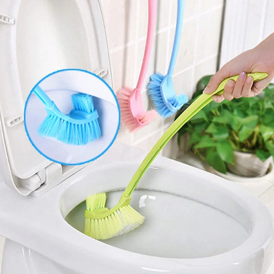 SHOWLU FASHION STORE random Bathroom Cleaning Brush Toilet Cleaning Brush Plastic Toilet Brush Scrubber Curved Clean Side Bending Handle Corner Brush New