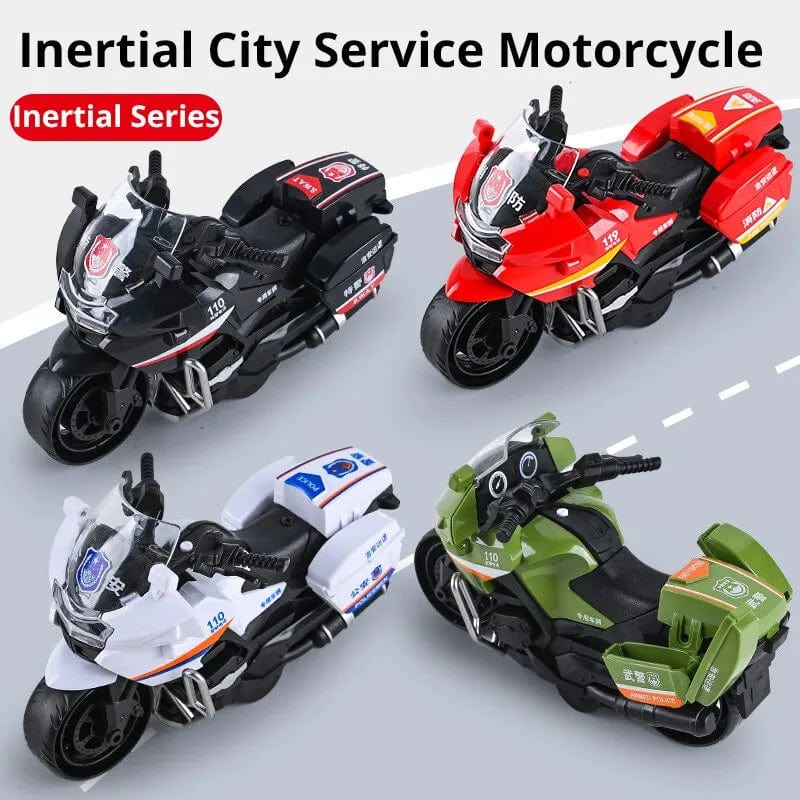 Showlu Fashion Store Random Style 1Pc Children Inertia Motorcycle Swat Fire Boys Random Style Toy Car Inertial City Service Motorcycle