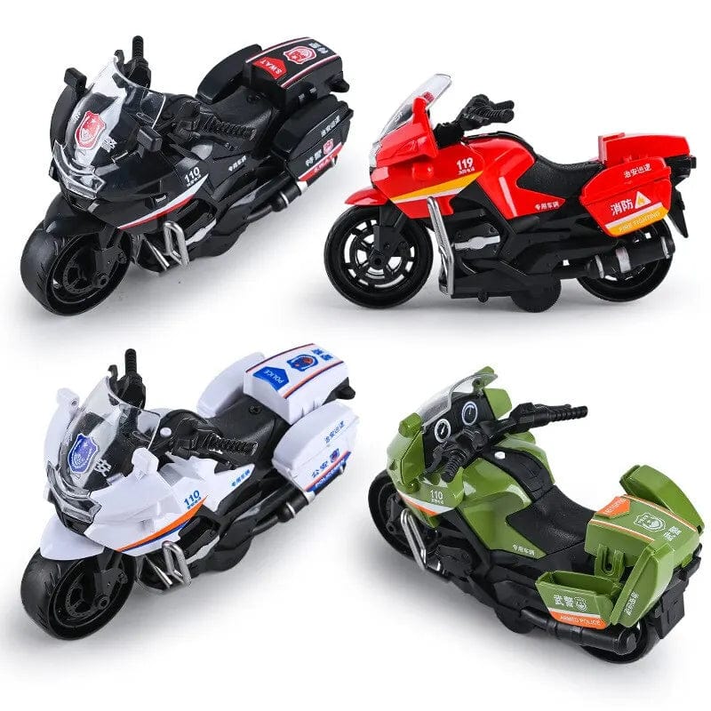 Showlu Fashion Store Random Style 1Pc Children Inertia Motorcycle Swat Fire Boys Random Style Toy Car Inertial City Service Motorcycle