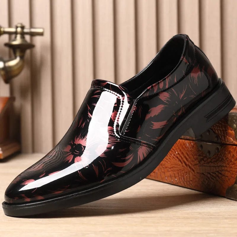  Showlu Fashion Store red 1 / 45 Office Men Dress Shoes Floral Pattern Men Formal Shoes Leather Luxury Fashion Groom Wedding Shoes Men Oxford Shoes Dress 38-47