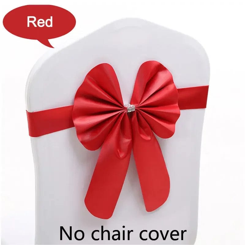 Showlu Fashion Store Red / 10 pcs 10pcs/lot Burgundy PPC Chair Sashes Weddin Decoration With Elastic Chair Ribbon Bows Spandex Royal Blue For Party Hotel