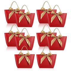 SHOWLU FASHION STORE Red 10 Pcs Gift Bag with Handle Paper Party Favor Bag Present Wrap Snack Bag with Bow Ribbon Present Favor Bags