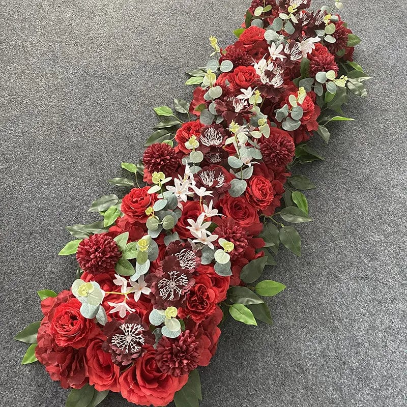 Showlu Fashion Store Red / 100 30cm 1M Artificial Wedding Flower Row Long Layout Wedding Home Decoration Scene Artificial Flower Road Lead Flower Row Arch Decor