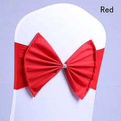 Showlu Fashion Store Red / 10PCS 50/30/10pc/Lot Bow Chair Sashes Band For Wedding Party Birthday Banquet Spandex Stretch Blend Chair Bow Tie Band Belt Ties Cover