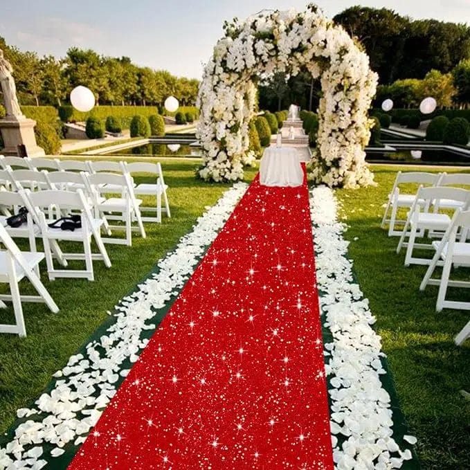 SHOWLU FASHION STORE Red / 1m / 2m Sparkling Red Carpet - Non Slip, Washable, Perfect for Wedding Aisles, Parties, Holiday Decorations, and Home Decor,