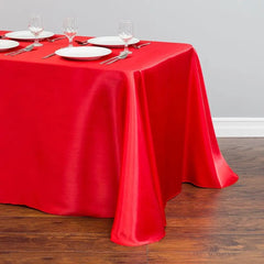  Showlu Fashion Store Red / 228x335cm-90x132inch Rectangular Table Cloth Satin Cloth Square Table Cloth suitable for buffet table party holiday dinner wedding banquet decoration