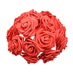 Showlu Fashion Store Red 24pcs 7cm White Rose Artificial PE Foam Rose Flower Wedding Decoration Bridal Bouquet Scrapbooking Craft Fake Flowers DIY Suppli