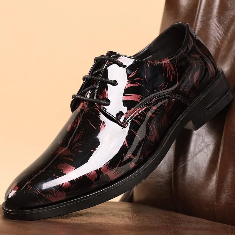  Showlu Fashion Store Red / 47 Office Men Dress Shoes Floral Pattern Men Formal Shoes Leather Luxury Fashion Groom Wedding Shoes Men Oxford Shoes Dress 38-47